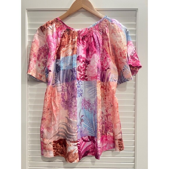 Johnny Was ESME Floral Patchwork Peasant Floral Blouse Womens Top SIZE XS Boho - Picture 9 of 13